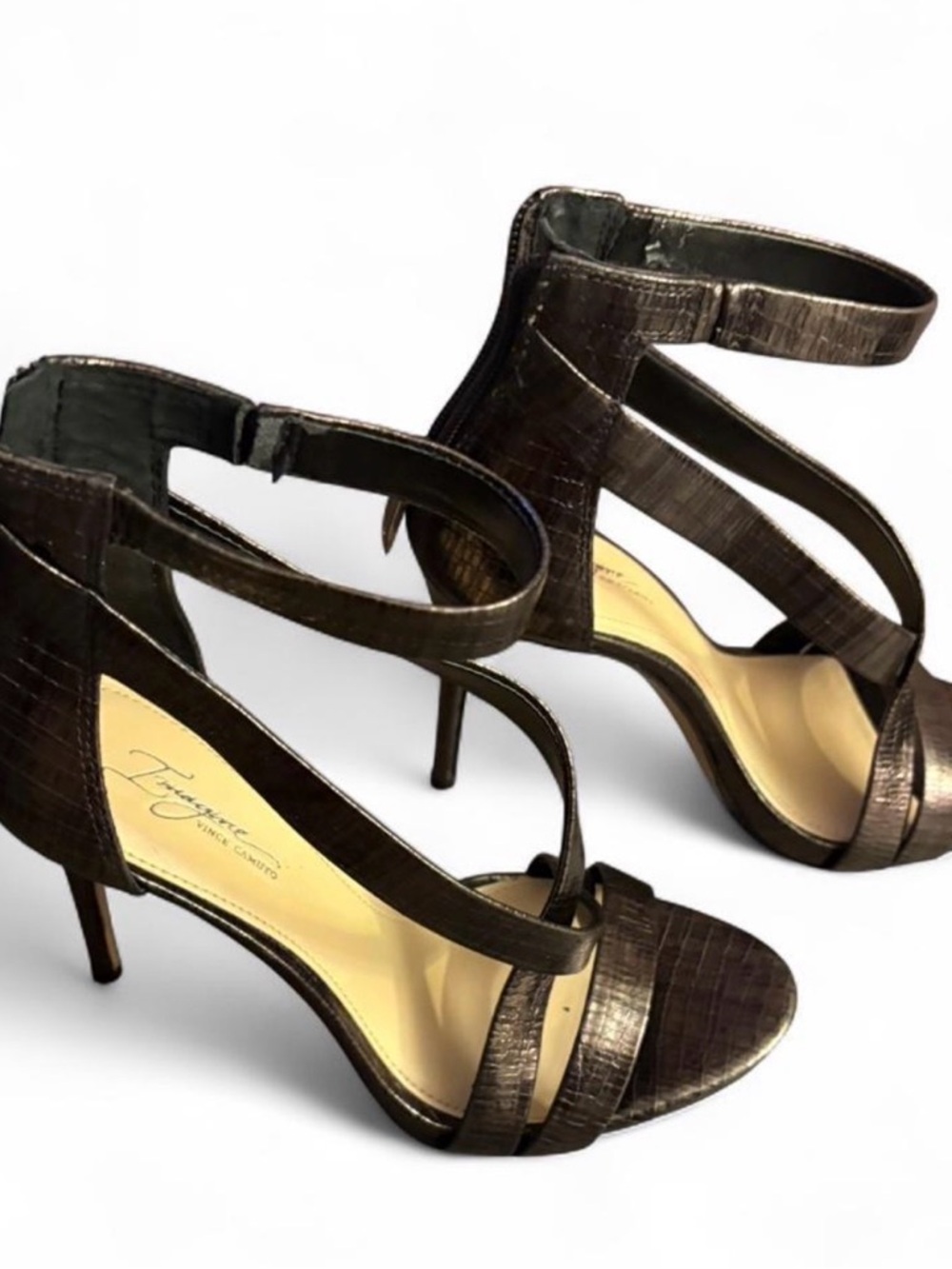 Vince Camuto Dark Brown Strappy High Heel Sandals